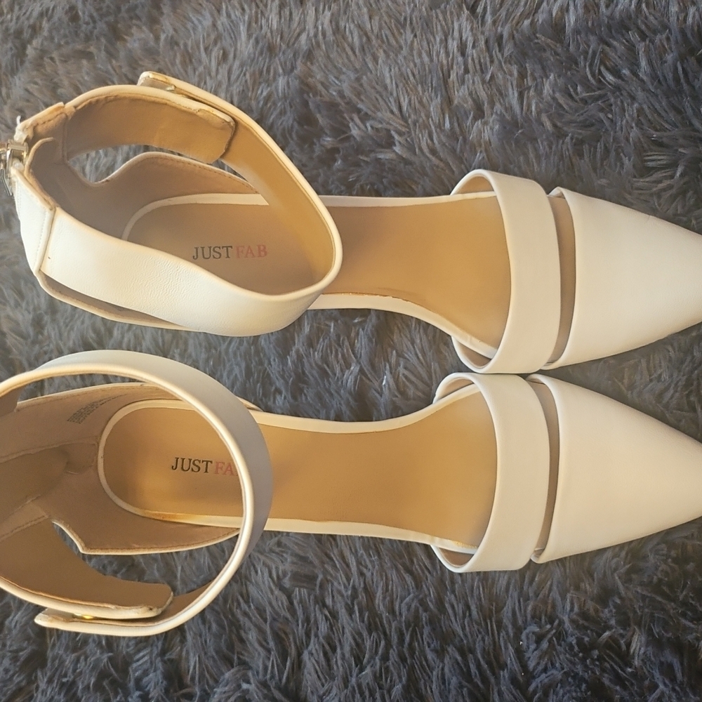 JustFab Women's White Ankle Strap Heels